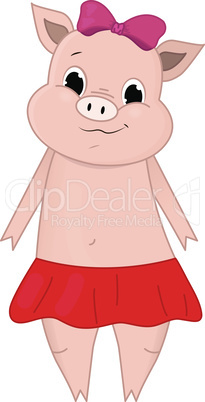 Vector illustration of Cute pig cartoon. Doodle, hand-drawn. Cartoon.