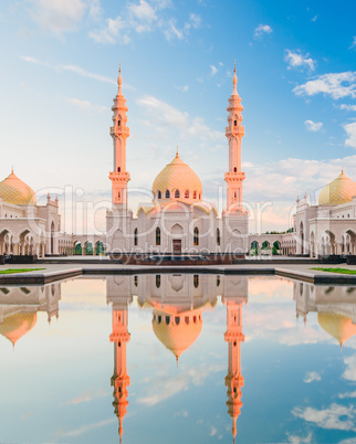 White Mosque with Reflection on Water.