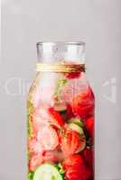 Infused Water with Strawberry, Cucumber and Thyme.