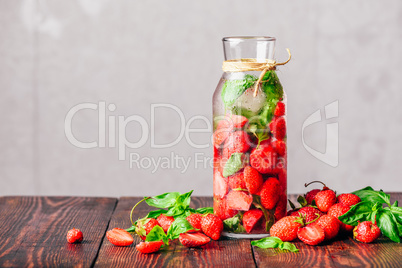 Water Flavored with Strawberry and Basil.