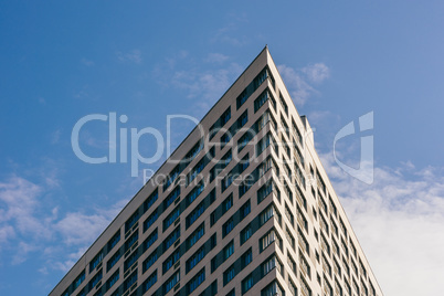 Angle of the Skyscraper on the Sky Background.