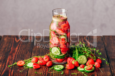 Infused Water with Strawberry, Cucumber and Thyme.