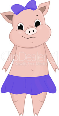 Vector illustration of Cute pig cartoon. Doodle, hand-drawn. Cartoon.