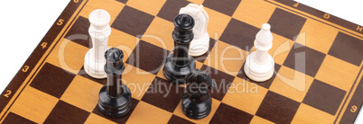 wooden checkerboard with figures