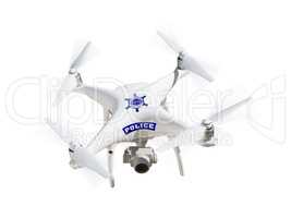 Police Unmanned Aircraft System, (UAS) Drone Isolated on White