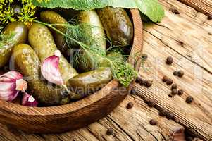 Homemade Pickles On Wooden Table