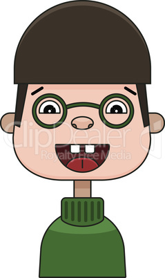 Vector cartoon crazy boy isolated on white background.