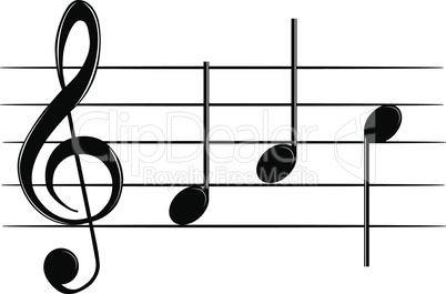 Outline of treble clef and notes