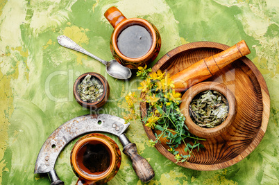 Tea with Hypericum flowers