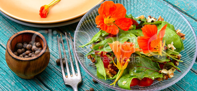 Salad with vegetables and nasturtium