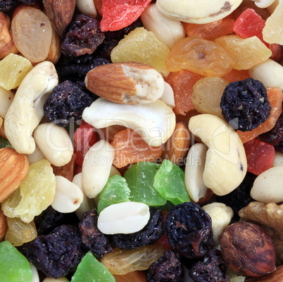 set of dried fruit at dry sunny summer day