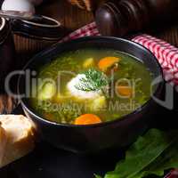 Rustikal Sorrel soup with potatoes and cream