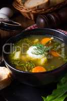 Rustikal Sorrel soup with potatoes and cream