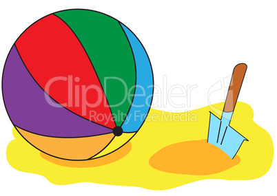 Inflatable ball and childrens shovel