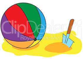 Inflatable ball and childrens shovel