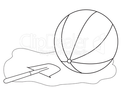 Outlines of a ball and a childrens shovel