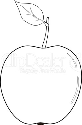 The outlines of an apple with a leaf