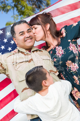 Male Hispanic Armed Forces Soldier Celebrating His Return