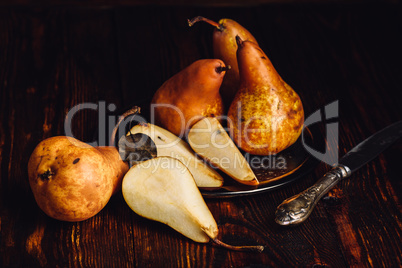 Few Golden Pears on Table.