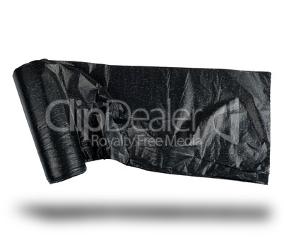roll black plastic bag for garbage on a white background