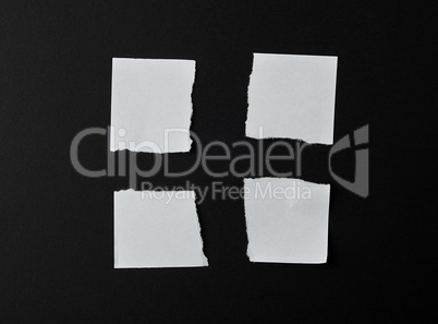 torn into four pieces empty white sheet of paper