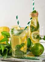 refreshing drink lemonade with lemons
