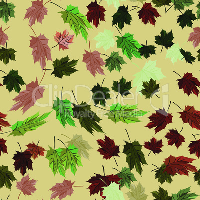 Maple Leaves Vector Seamless Pattern autumn yellow style