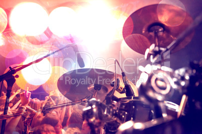 Abstract live music background.Public and drum