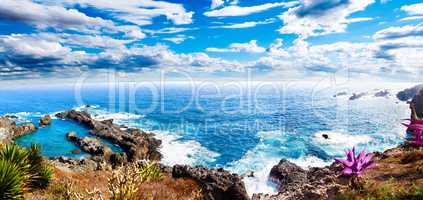 Tenerife island scenery.Ocean and beautiful stone