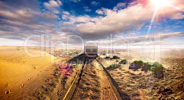 Caravan lifestyle road and desert scenery landscape