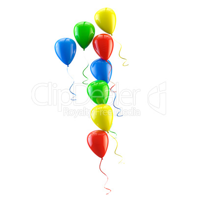 3D rendering Colorful balloons letters isolated over white.