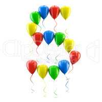 3D rendering Colorful balloons letters isolated over white.