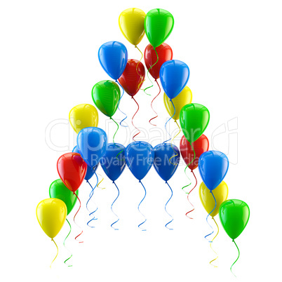 3D rendering Colorful balloons letters isolated over white.