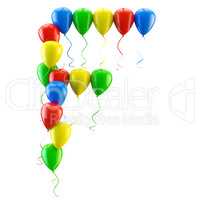 3D rendering Colorful balloons letters isolated over white.