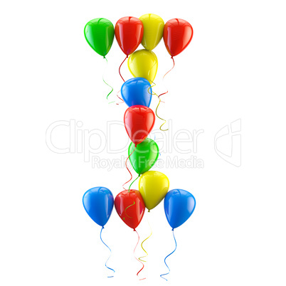 3D rendering Colorful balloons letters isolated over white.