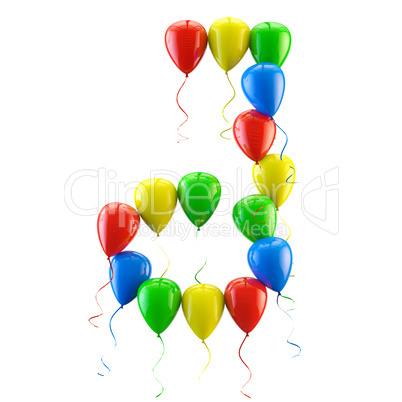 3D rendering Colorful balloons letters isolated over white.