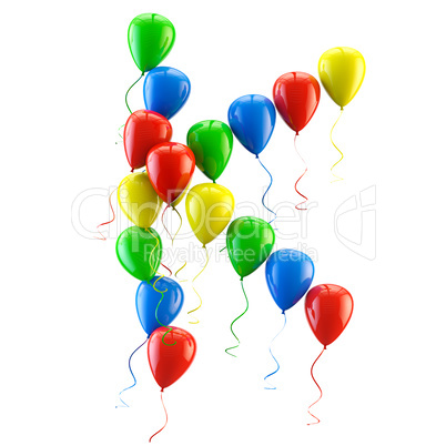 3D rendering Colorful balloons letters isolated over white.