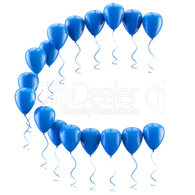 3D rendering Colorful balloons letters isolated over white.