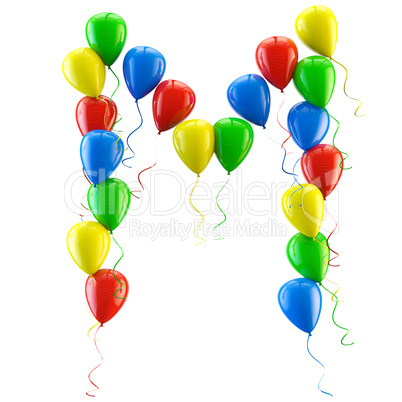 3D rendering Colorful balloons letters isolated over white.