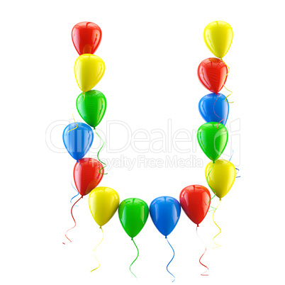 3D rendering Colorful balloons letters isolated over white.