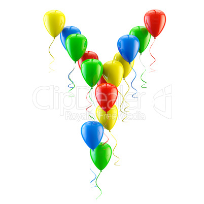 3D rendering Colorful balloons letters isolated over white.