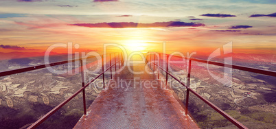 Sky and floor gateway or small bridge background