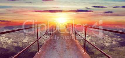 Sky and floor gateway or small bridge background
