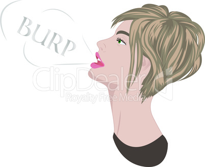A burp from the mouth of a beautiful girl