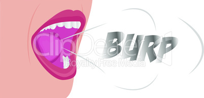 A burp from mouth of a beautiful girl