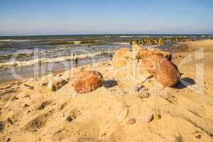 lonesome, unaffected beach of the Baltic Sea in Poland