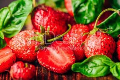 Strawberry and Basil Background.