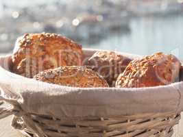 Healhty breakfast with whole grain rolls