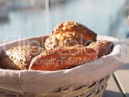 Healhty breakfast with whole grain rolls