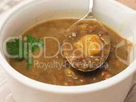 Tasty soup of green lentils